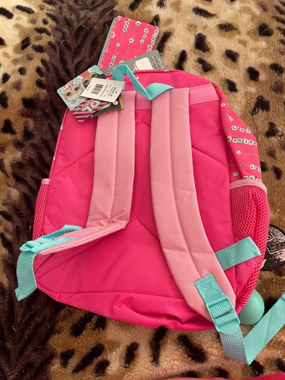 JoJo Siwa Pink Purple Turquoise Rainbow Kids Backpack with Bow Accent